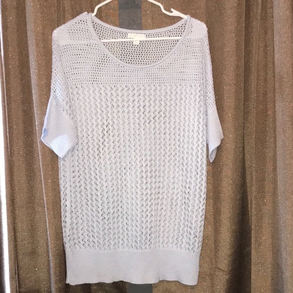 Light Blue New York & Company Short Sleeve Sweater